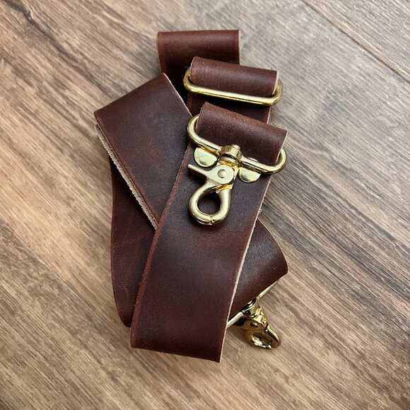 KMM & Co Brown Leather Hand Crafted Large Tote Bag Purse Zippered Travel Strap - Picture 13 of 13